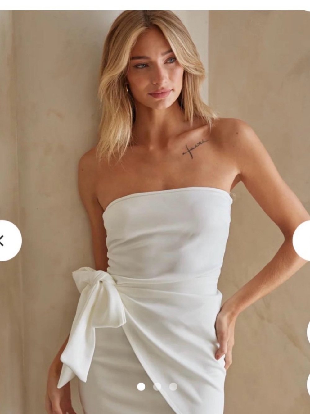 American Threads Strapless White Tie-Waist Dress
